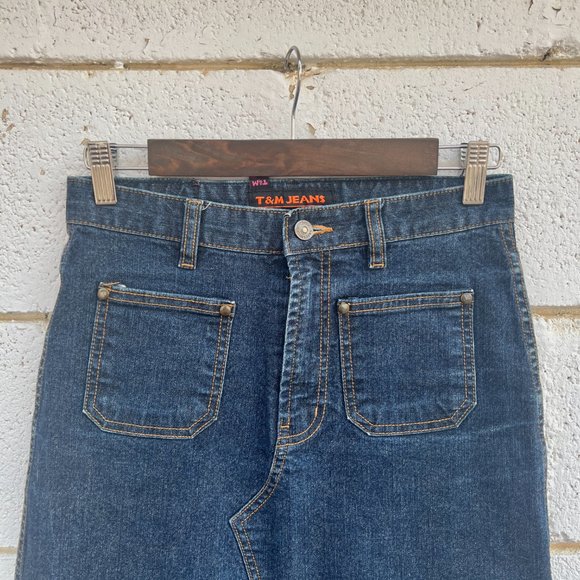 Vintage 90's/Y2K Dark Wash High Waisted Denim Midi Skirt - Picture 4 of 5